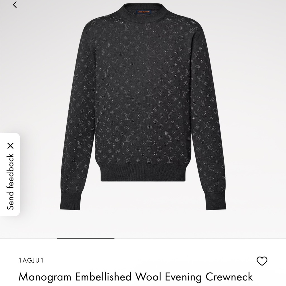 Monogram Embellished Wool Evening Crewneck